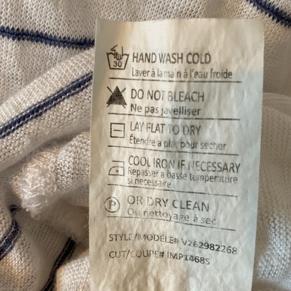 Vince Linen Stripe Sailor Knit Tee Size XS White Blue Short Sleeve - Picture 6 of 7